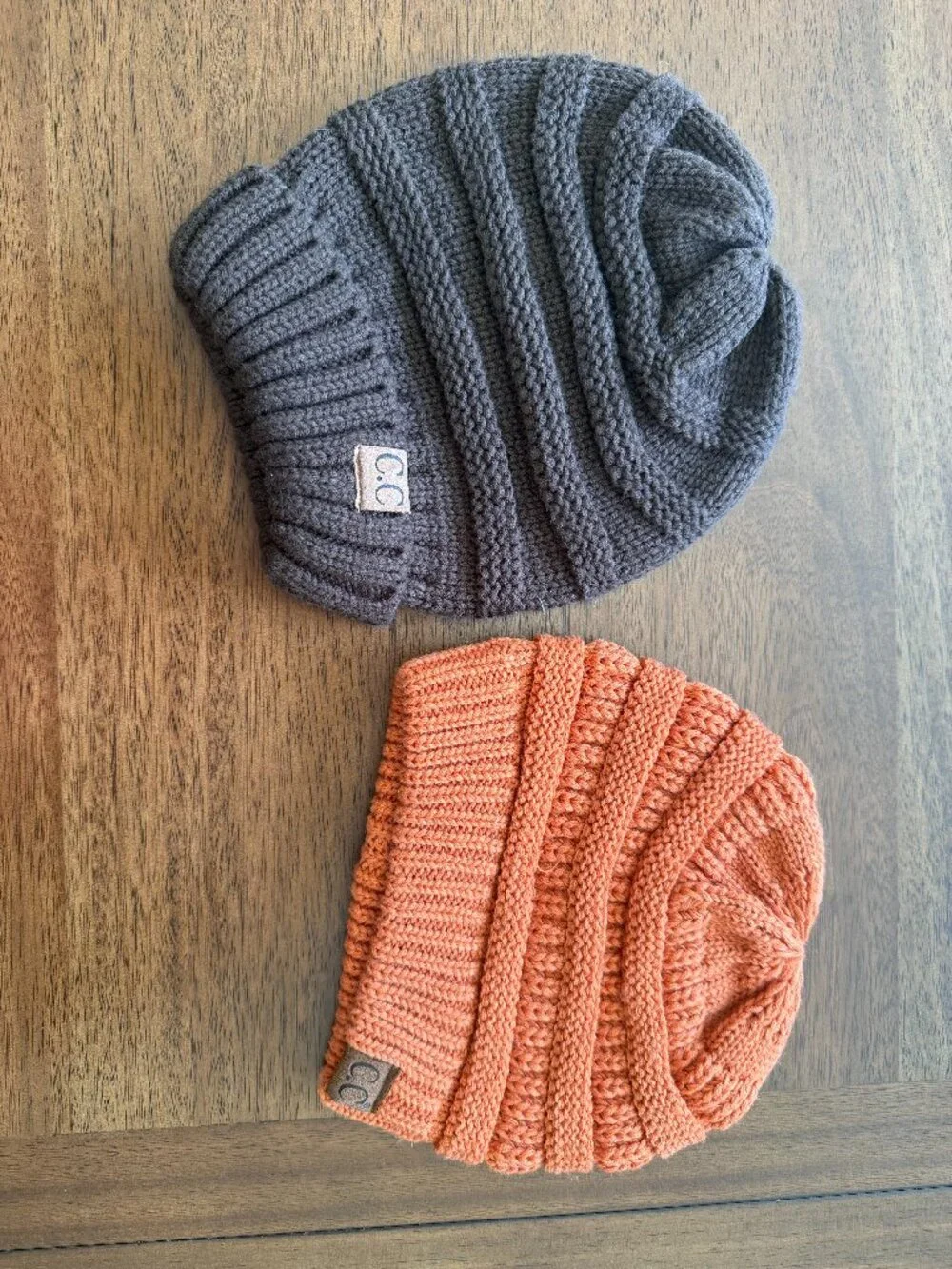 C.C. Beanie Lot of 2 | Ponytail Beanie & Classic Knit Winter Hats OSFM